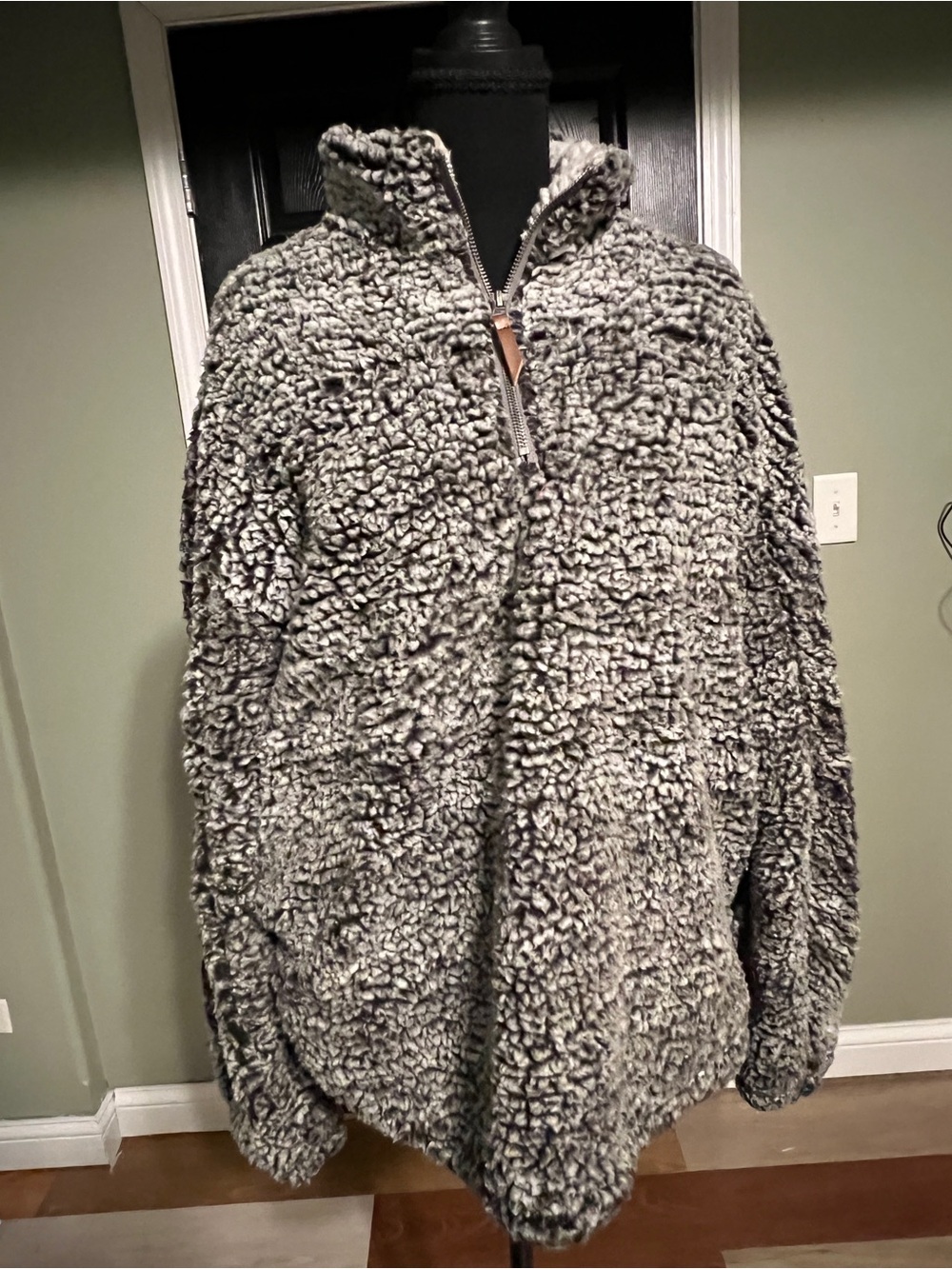 Thread & Supply Light Gray Sherpa Pullover